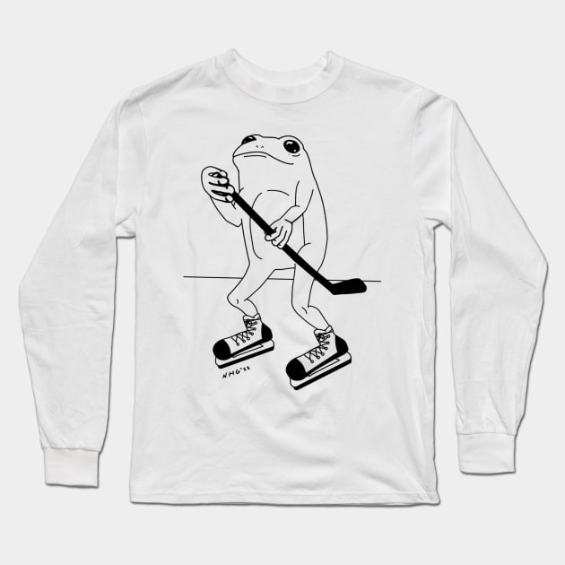 Ice Hockey Frog Long Sleeve T-Shirt by Natalie Gilbert